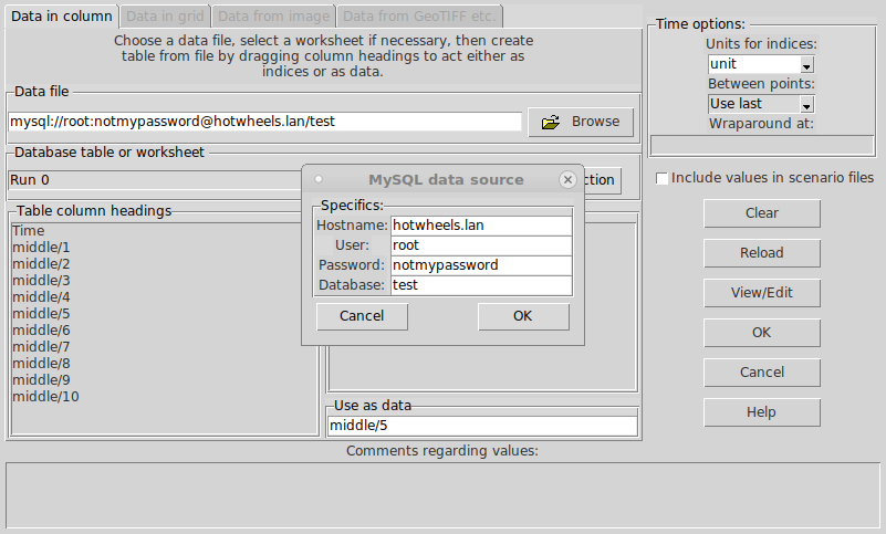 Image of the table data dialogue, v6.9
